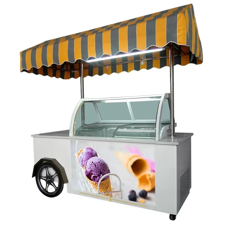 الآيس كريم تعويم رائجة البيع تصميم مخصص الغذاء الفريزر شاحنة التجارية المحمول مقطورة المصاصة عرض Sase العربة