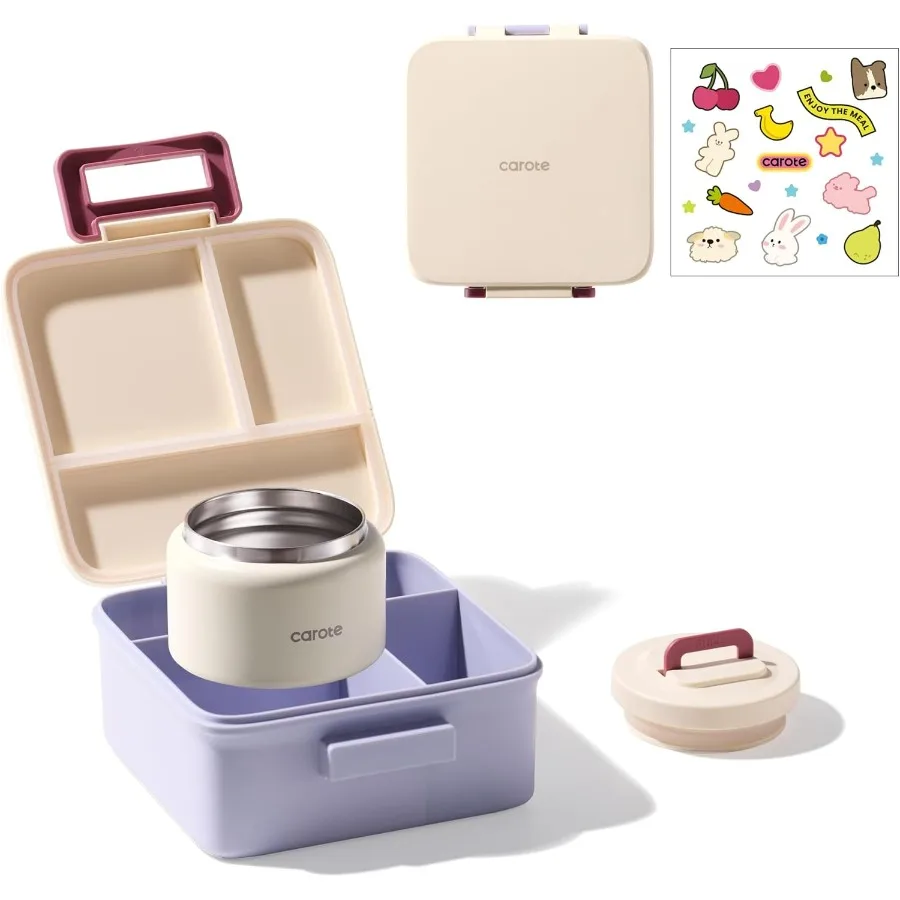 

Bento Box for Kids, Lunch Box Kids with 8oz Thermos for Hot Food, Lunch Container for Girls Boys, 3 or 5 Compartments with 2 Rem