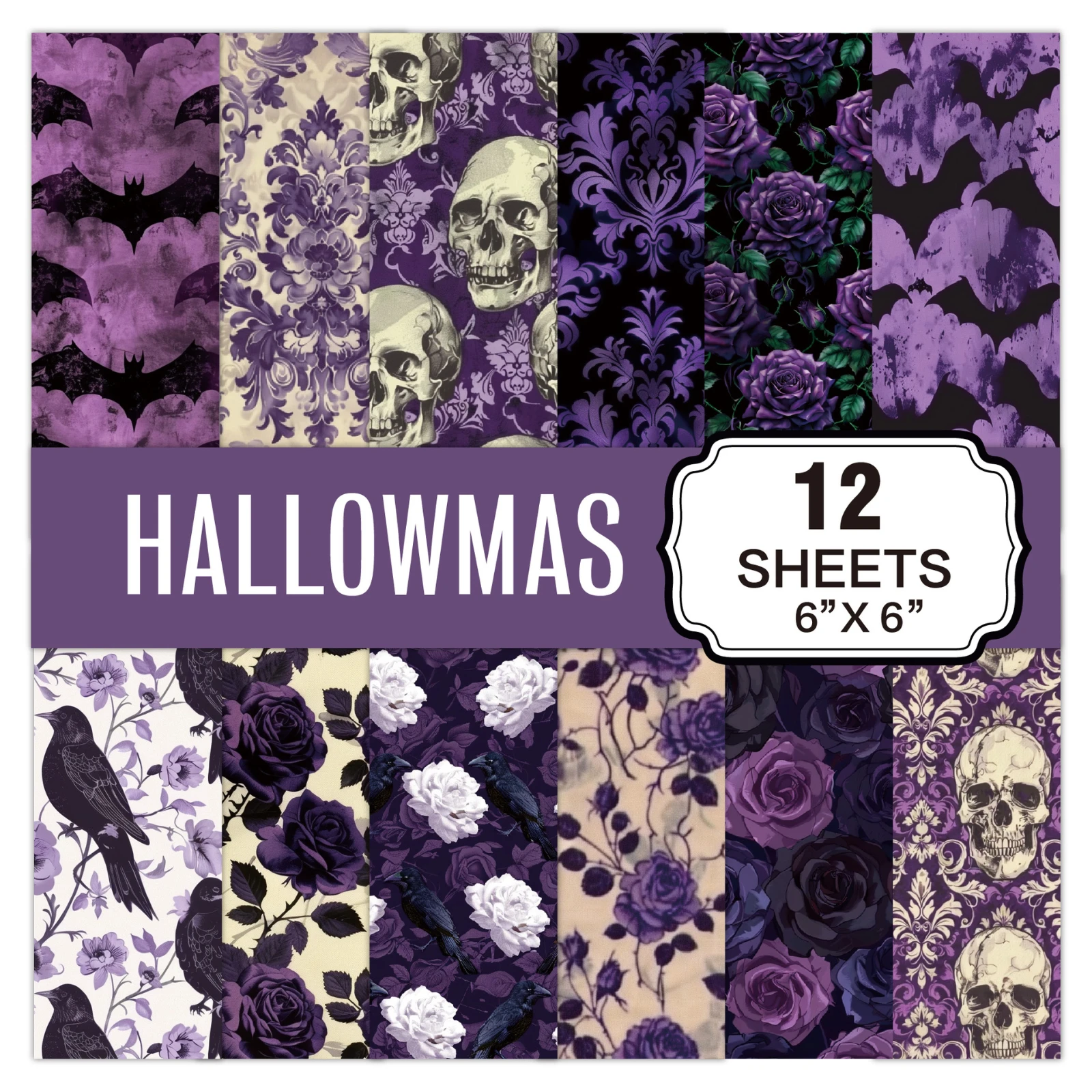 12 hojas de fondo Vintage impreso, papel de fondo para álbum de recortes, paquete de papel Retro de Halloween, arte artesanal hecho a mano, 6x6 pulgadas