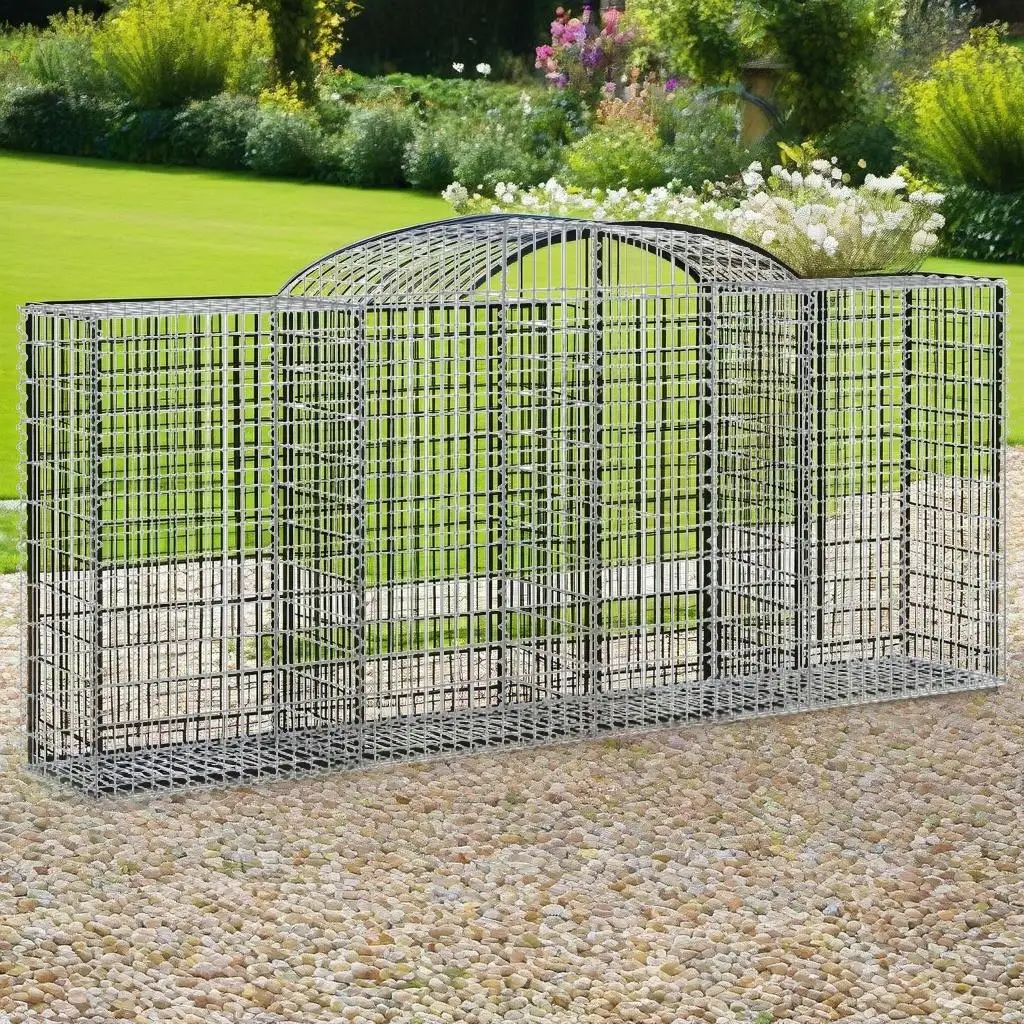 Galvanized Iron Arched Gabion Basket 118.1x19.7x47.2/55.1 Durable Garden Landscape Decor