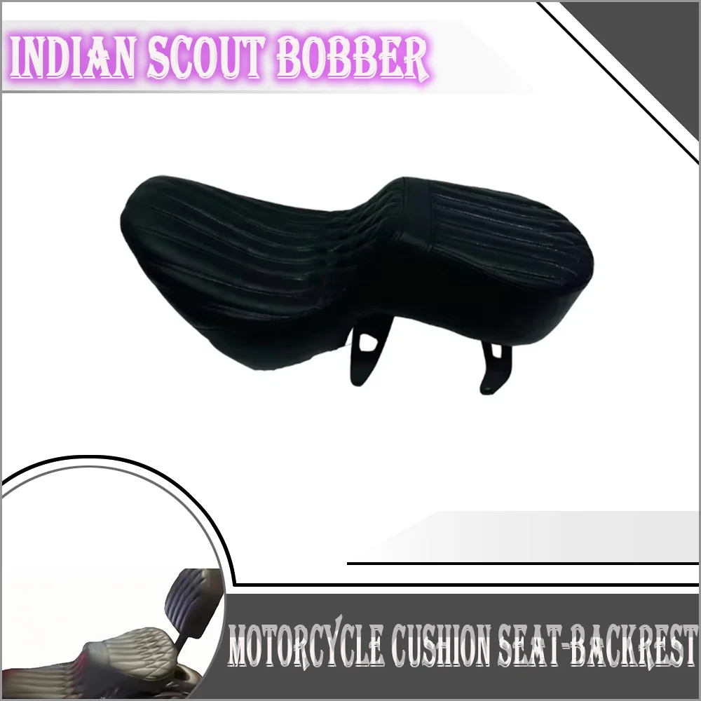 

Motorcycle Two Piece Double Seat Driver Passenger Cushion Seat with Backrest Pad for Indian Bobber Scout Rogue