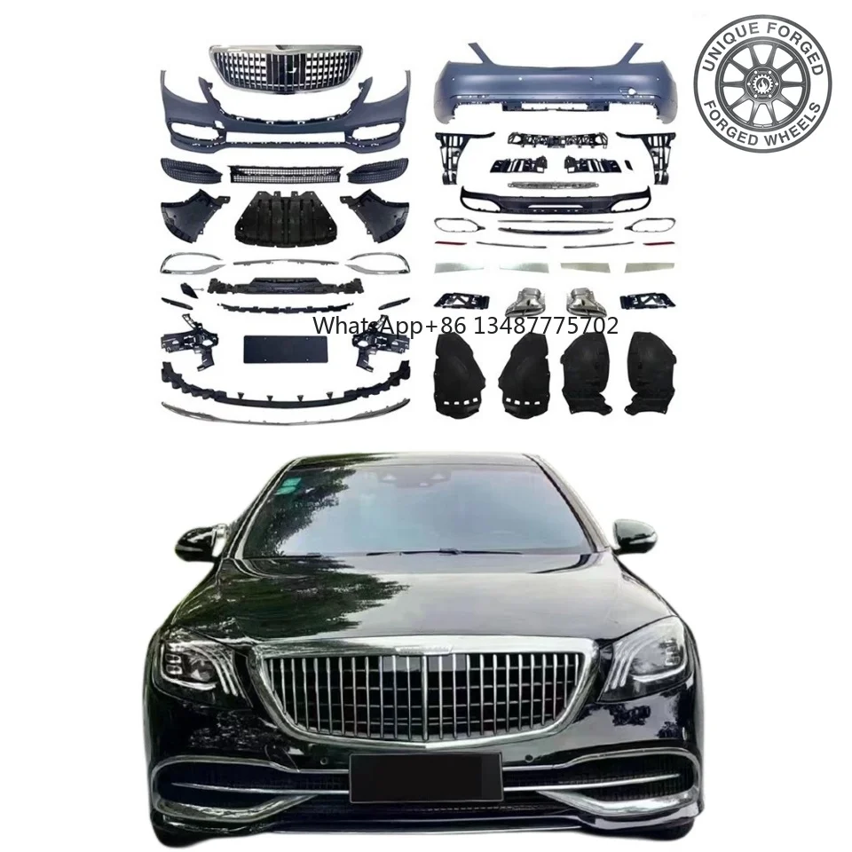 New Style Maybach Style Body Kit for benz S-Class W222, Modified Maybach Front Bumper, Grille, Side Skirts and Rear Lip