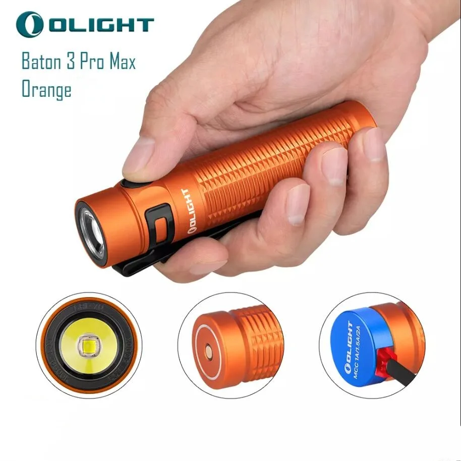 Olight Baton 3 Pro Max Powerful EDC Flashlight Rechargeable Pocket Torch 2500 lumens Intensity High Performance Include Battery