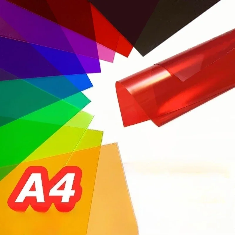 A4 80Pcs PVC Transparent Color Blank Plastic Sheets 10 Colors Transparency Light Filters for Photograph Flash Light Reading