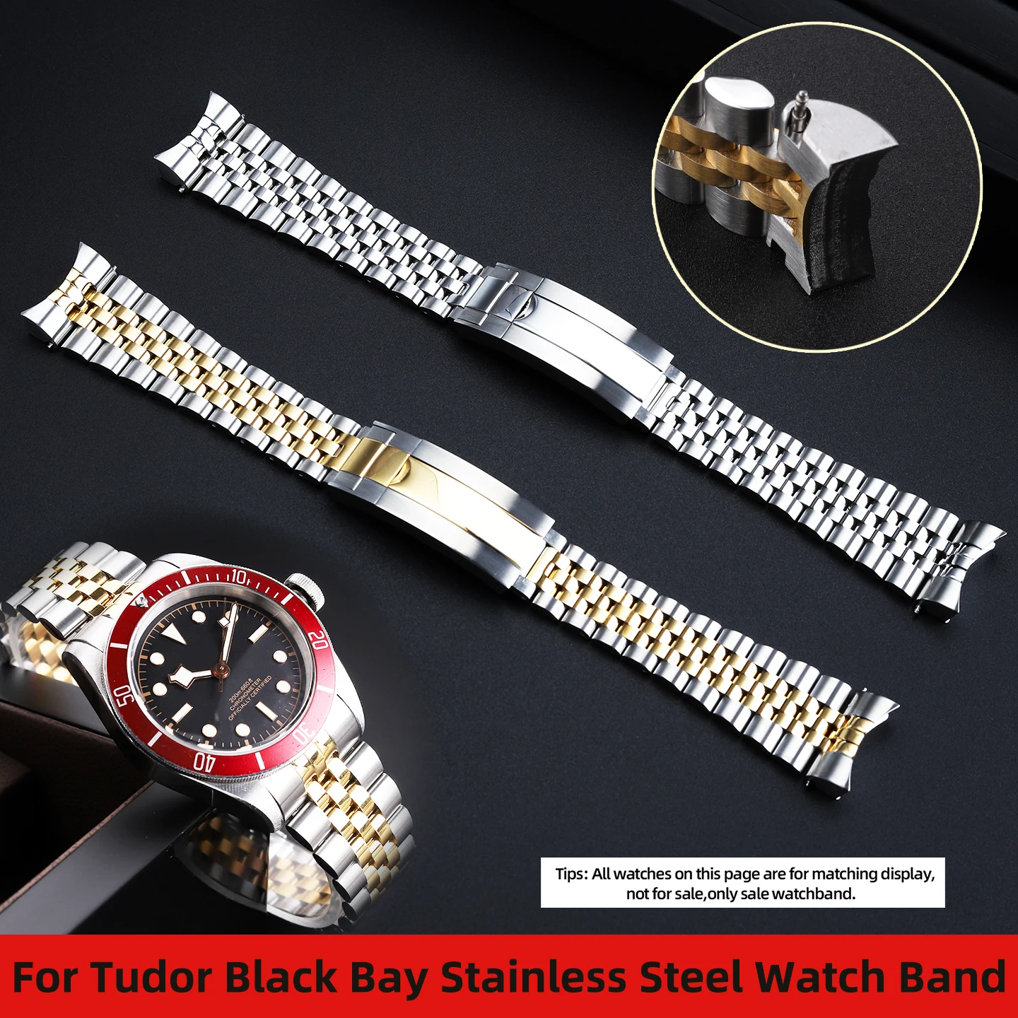 

Водонепроницаемый ремешок для часов из нержавеющей стали для Tudor Black Bay M7941A M79250, металлический ремешок для часов 20, 21, 22 мм, браслет-цепочка с дугообразным концом
