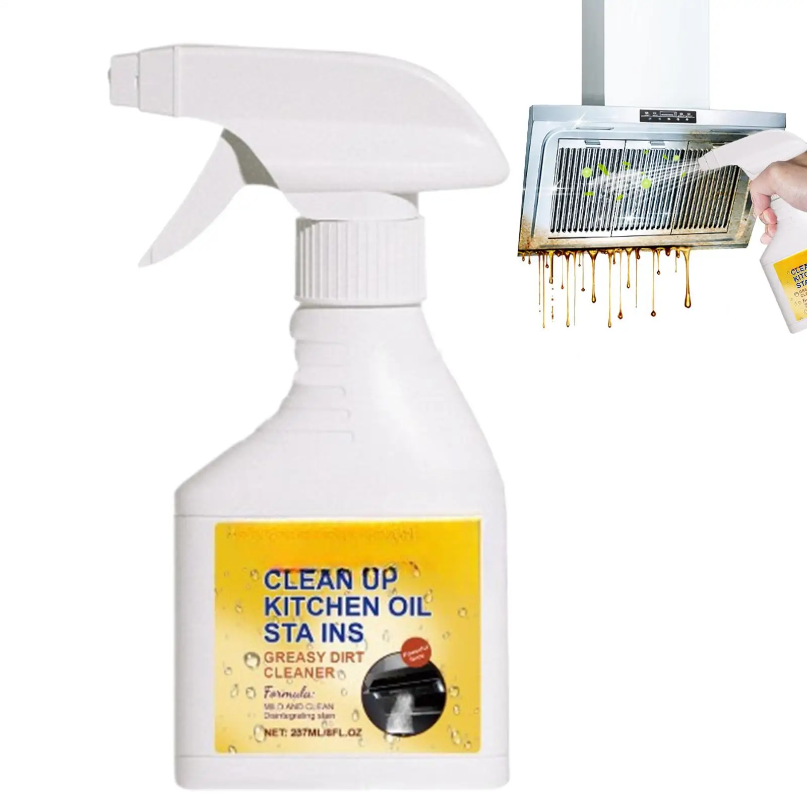 Clean Up Kitchen Oil Stains 237ml All-Purpose Hood Cleaning Spray Fast-Acting Degreaser Remover for Wall Oven Tile Grill