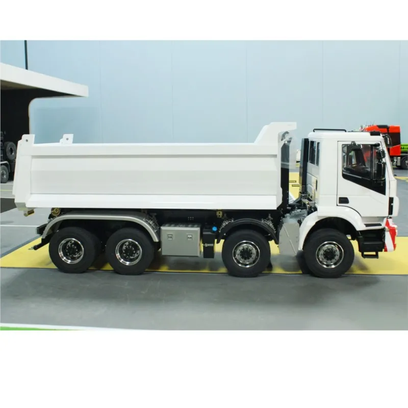 Metal 1/14 8x8 RC Hydraulic Dumper Truck Radio Control Full Tipper Sound Light 3-speed Transmission Differential Lock Axles Toy