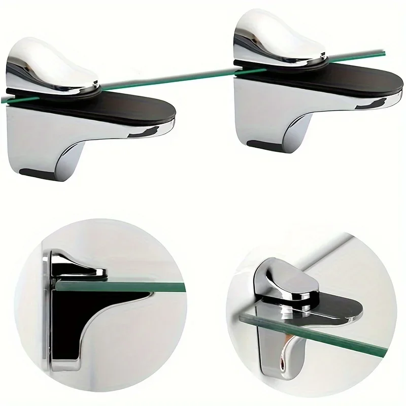 4pcs Adjustable Metal Glass Clamps, Fish Mouth Design, No Electricity Needed - Supports Tempered Glass