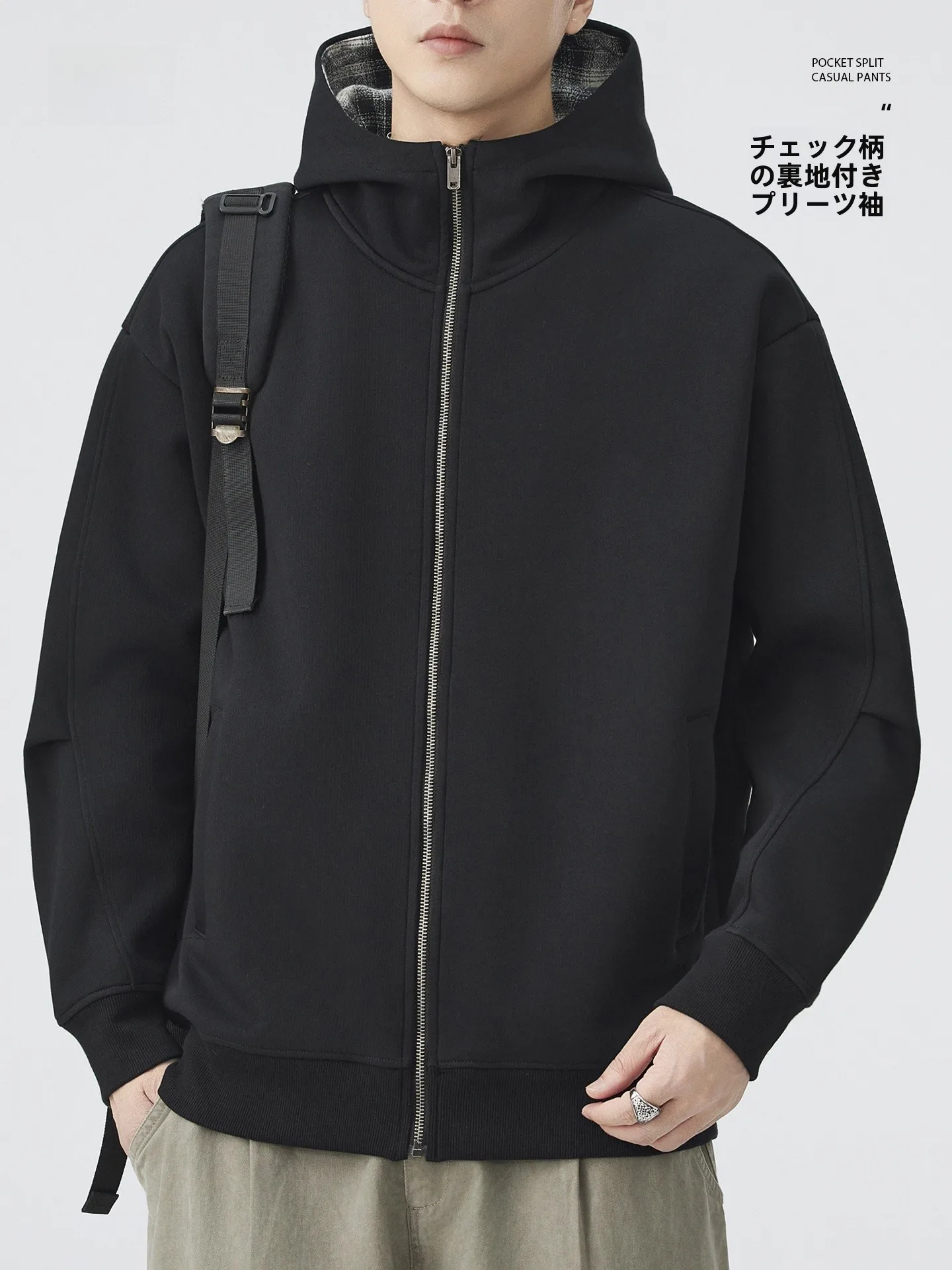 ملابس رياضية كاجوال للرجال من Bla Hoodie Jaet ثقيلة الوزن أمريكية Sle سترة خارجية مفتوحة للمراهقين والشباب
