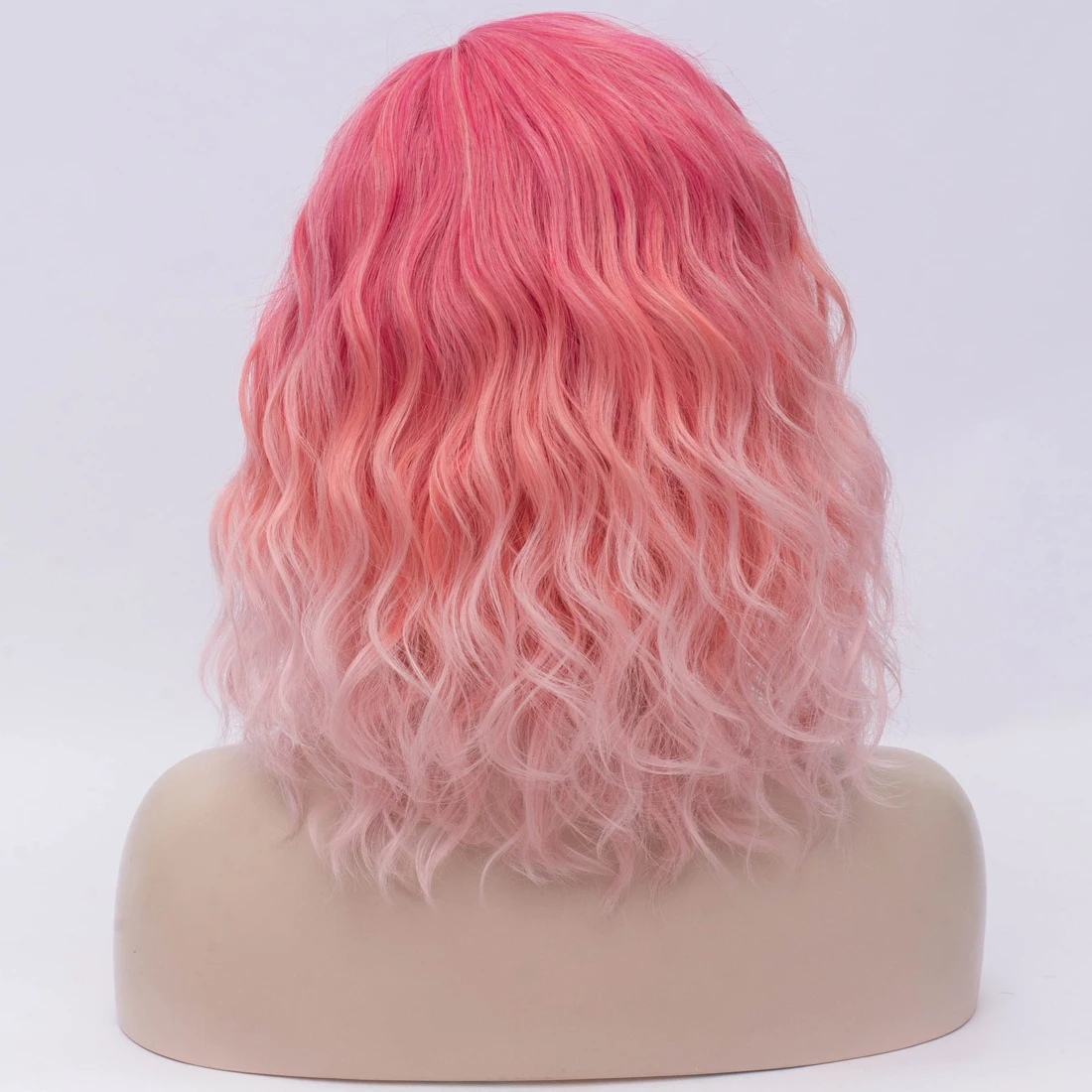 باروكات نسائية صناعية قصيرة مموجة مقاومة للحرارة باللون الوردي، خط الجزء الأوسط لجميع القديسين كاجوال جلام
