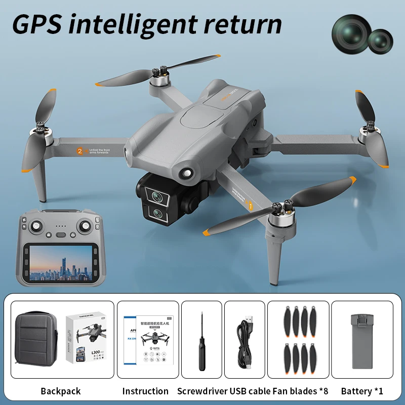Professional L300 MAX 4K HD drone with large color screen, 5G GPS, WiFi, FPV, brushless camera, RC quadcopter, toy drone, 3KM