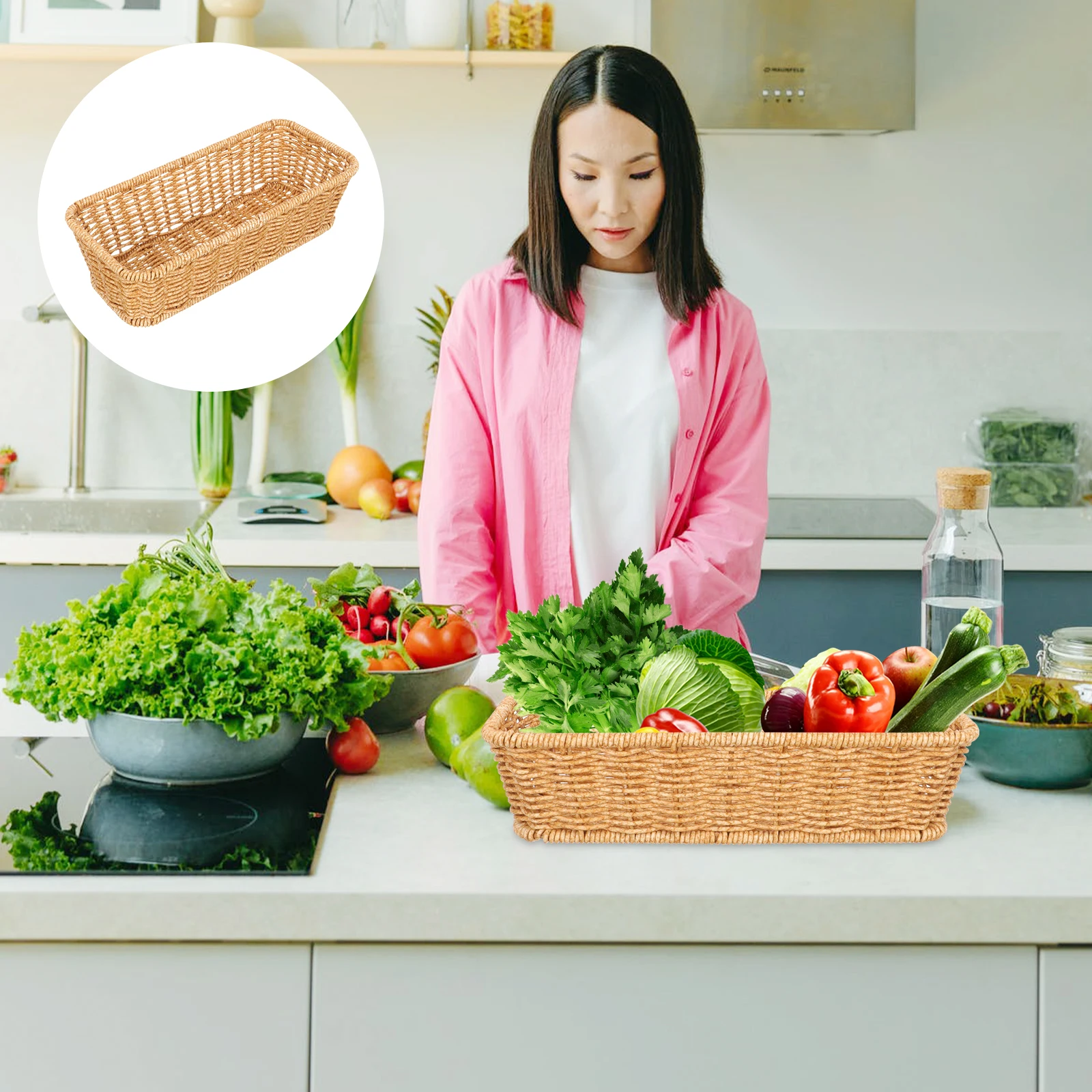 

Multipurpose Storage Basket Kitchen Cupboard Organizer Tableware Cosmetics Sundries Container Decorative