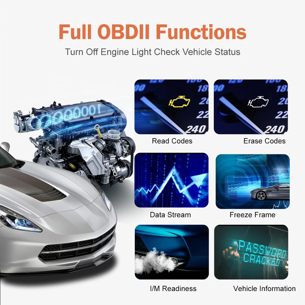 Professional Code Reader Ancel AS200 OBD2 Car Scanner Live Data Stream Freeze Frame Diagnostic Tools EOBD Automotive Scanners