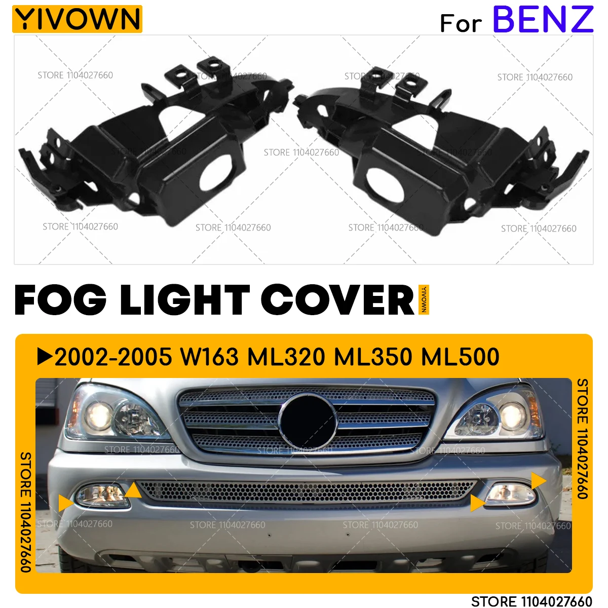 For 2002 2003 2004 2005 Mercedes Benz W163 ML320 ML500 ML350 Front Fog Light Trim Bracket Fog Lamp Cover 1638201112 1638201212