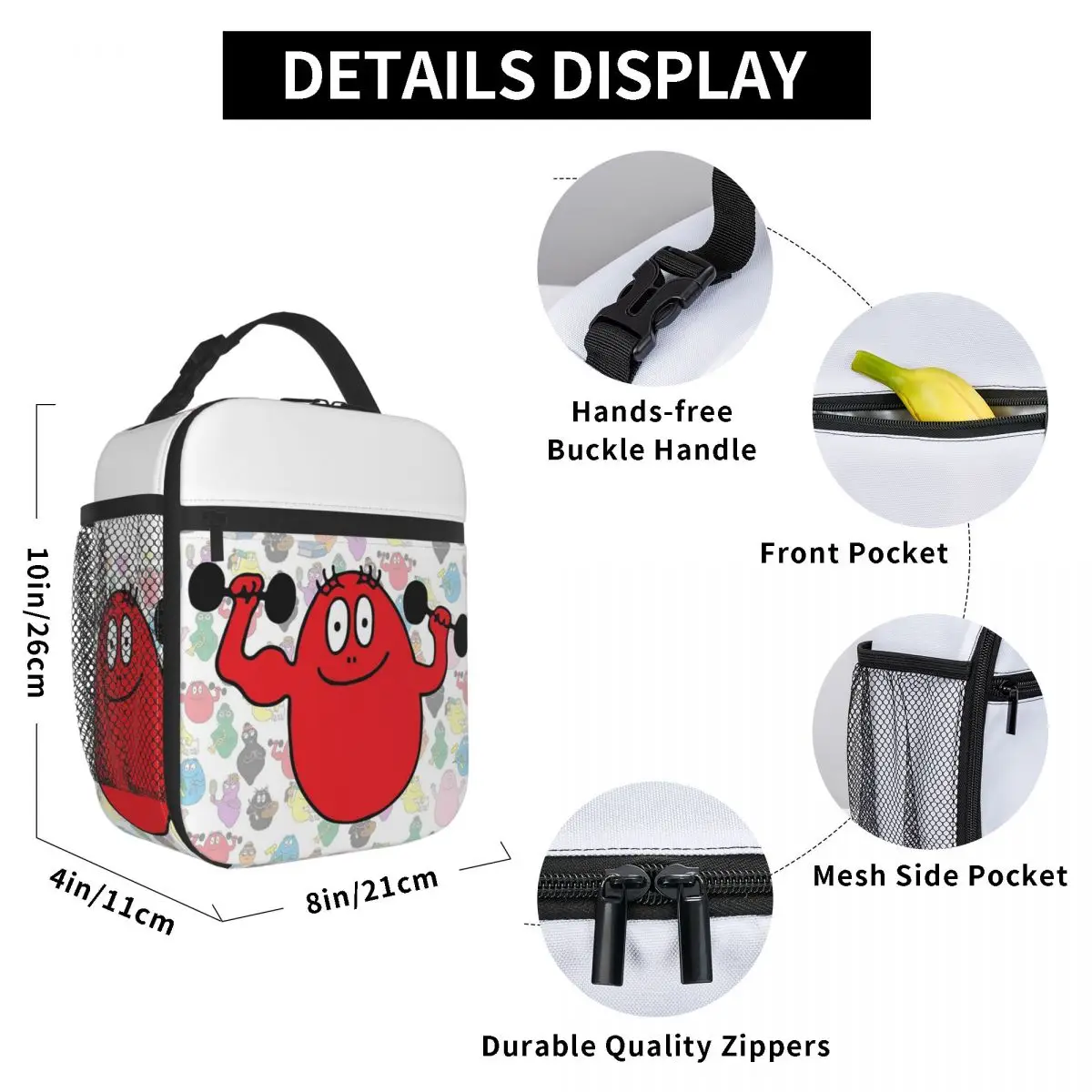 Barba Red Boy Les Barbapapa Family Insulated Lunch Bag for Kids School Cooler Thermal Food Box Tote Lunch Boxes Container