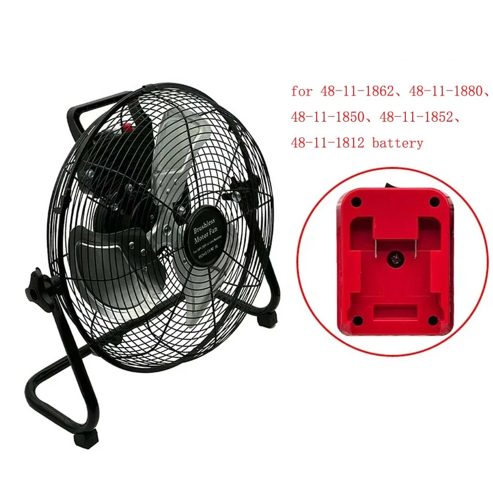 14 Inch Brushless Motor Floor Fan Adjustable Angle 4 Speeds Strong Wind Metal Portable Cooling For For Bosch For Battery