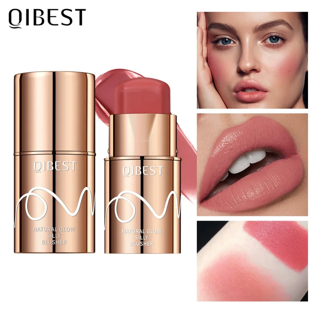 1PC 4 Colors Waterproof Facial Blush Stick Natural Cheek Rouge Silky Smooth Cheek Tint Cream Blusher Blush Stick Face Makeup