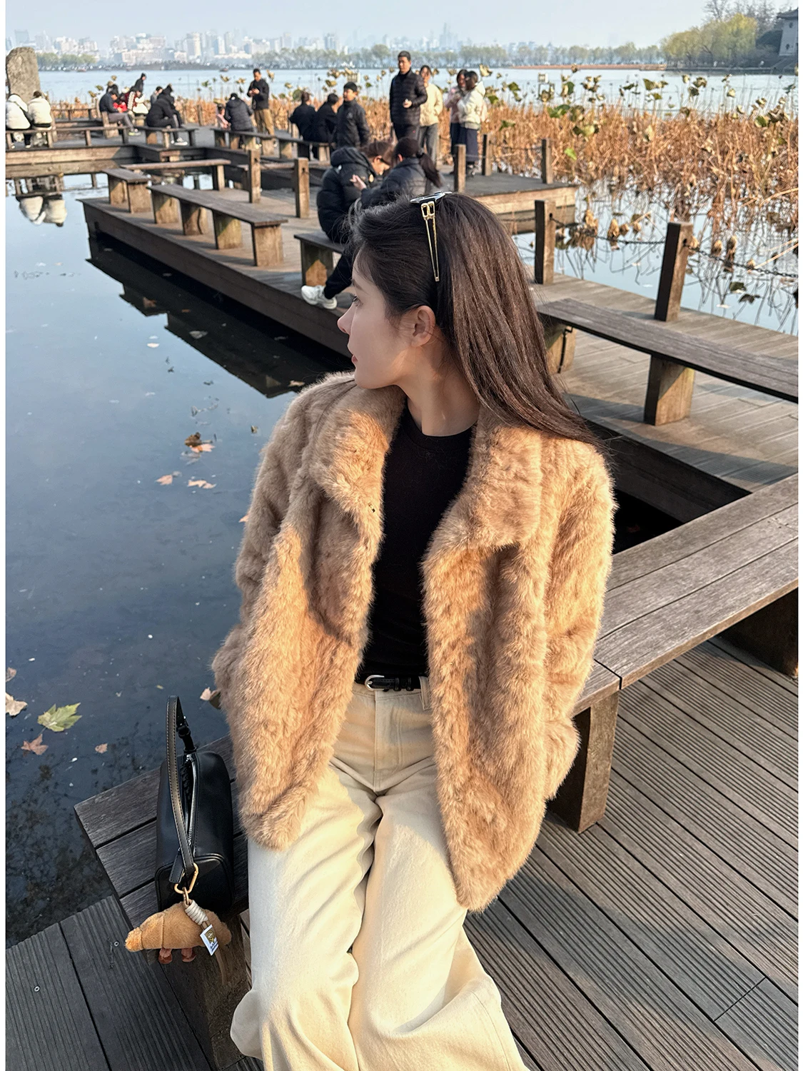 

Soft Yet Structured Autumn Winter Jaet Regular Version Eco-Friendly Fur with Inner Youth Universal Stand Fit Long...