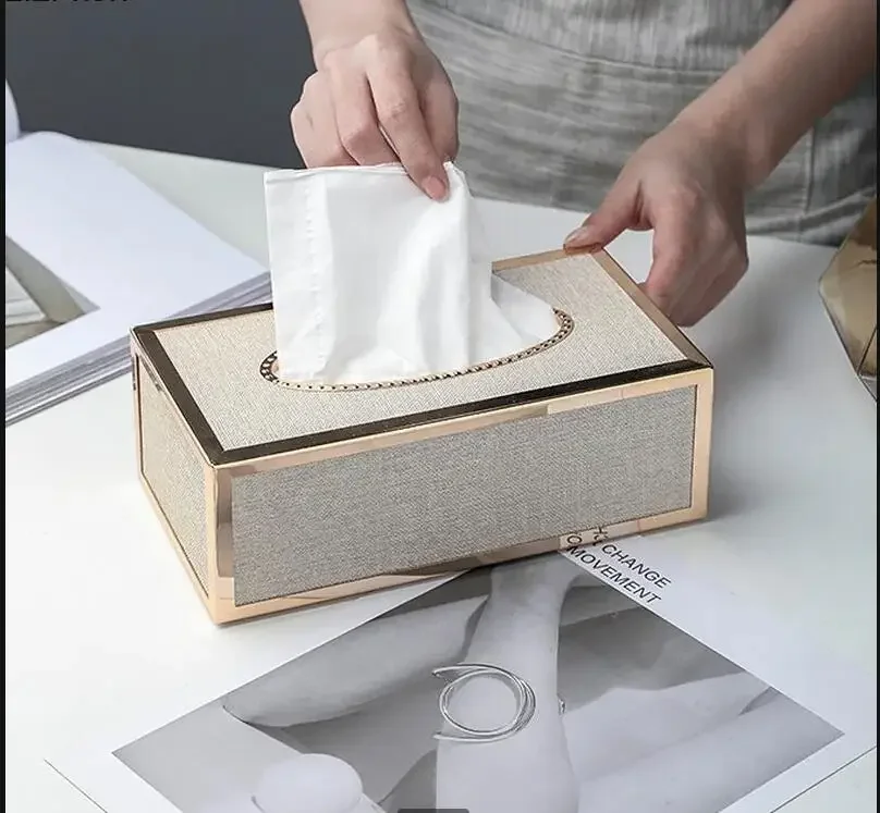 

Leather Tissue Box Acrylic Paper Boxes Rectangular Napkin Organizer Towel Holder Desktop Storage