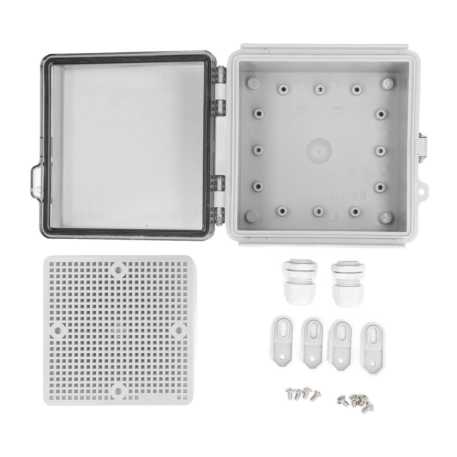 Waterproof Junction Box Transparent Hinged Cover IP67 ABS Plastic Electrical Enclosure with Mounting Plate for Outdoor