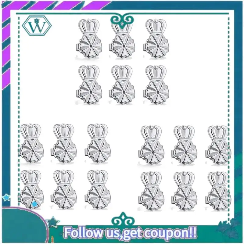 

A09P 9-Pairs Earring Backs,Earring Backs Lifter For Heavy Earrings, Adjustable Hypoallergenic Secure Earring Backs(Silver)
