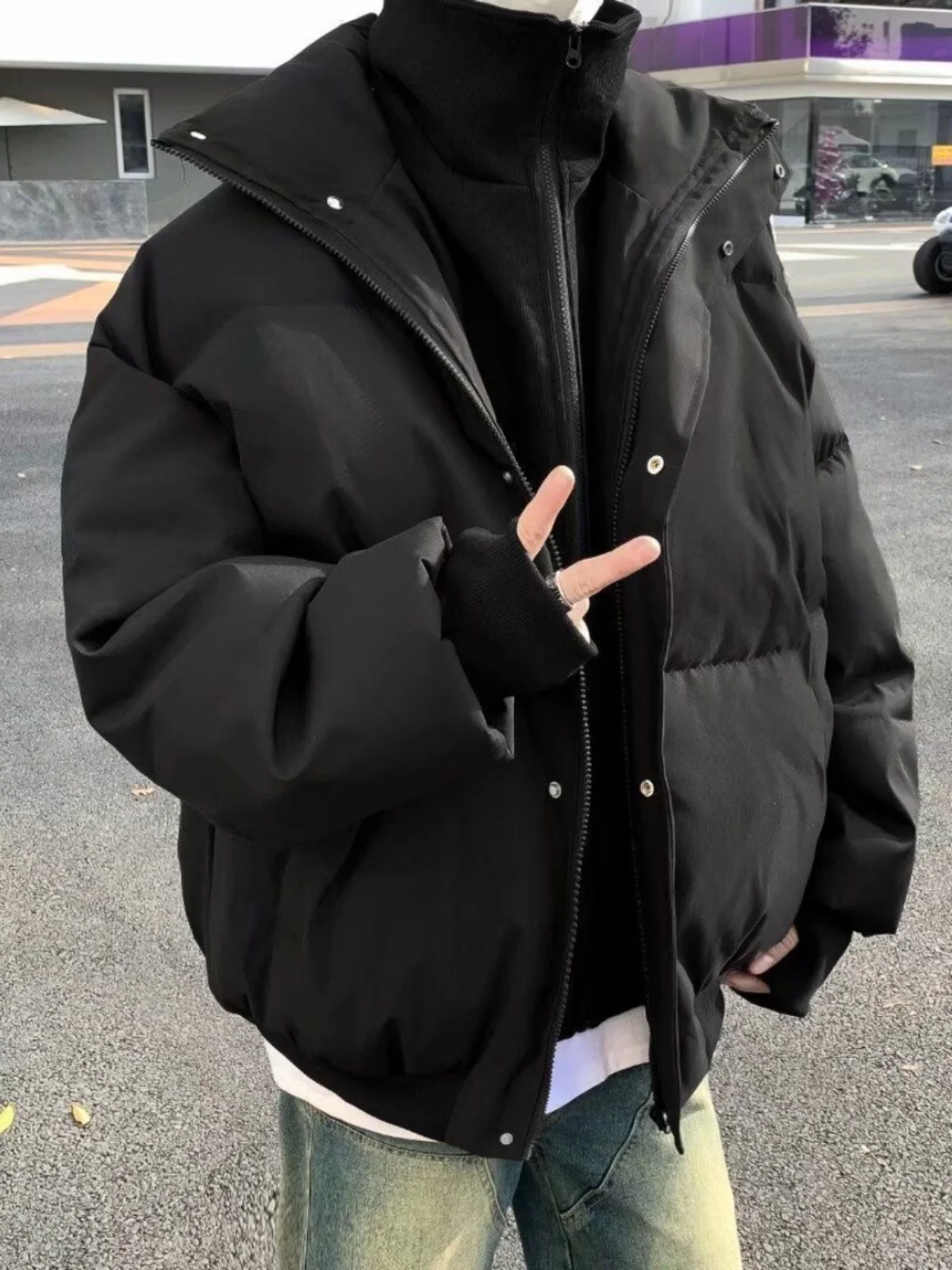 

Мужская хлопковая куртка свободного кроя, утепленная, модная зимняя верхняя одежда, повседневная, на молнии, гарантия тепла