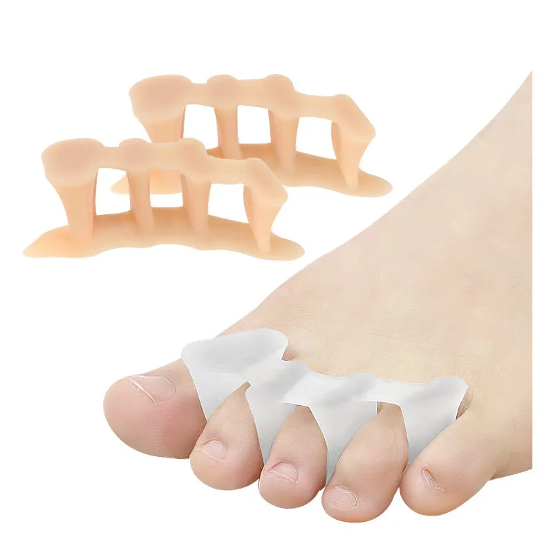 

2pieces=1pair Gel Three-Holes Hammer Toes Orthotics Silicone Separators Hallux Valgus Thumb Bunions Corrector Foot Care Tools