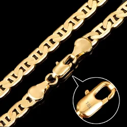 PABEYN 925 Sterling Silver Necklace 6mm Flat Day Chain Necklace Bracelet Jewelry Gifts for Men and Women 20cm/45-60cm 18K Gold