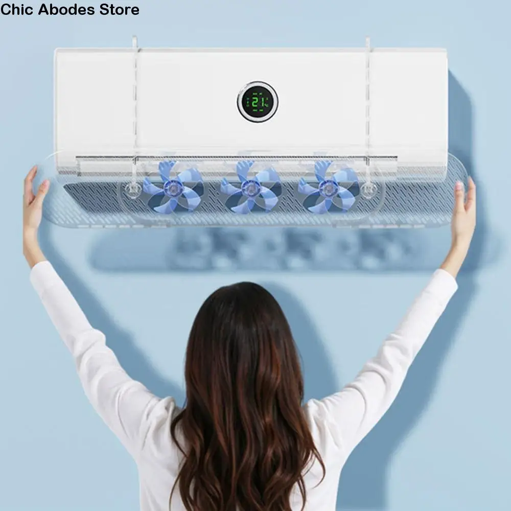 

Adjustable Air Conditioner Windshield Anti Direct Blowing with 3 Built-in Fan Scalable Air Guide Plate Energy Saving Windproof