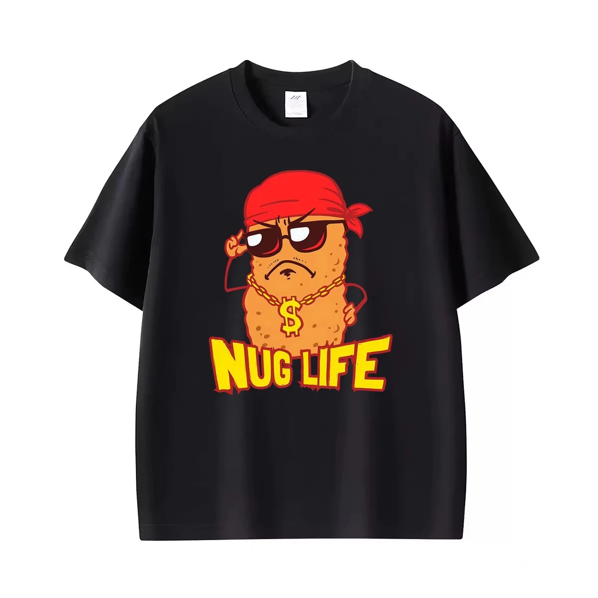 Nug Life Funny Chicken Nuggets Meme Graphic T-shirt Men Women Fashion Casual Humor T Shirts Summer Tops Oversized Cotton T Shirt