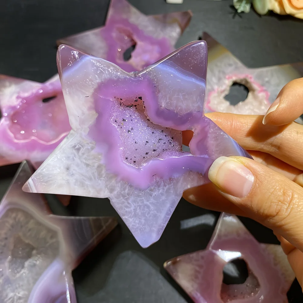 1pc Stunning  Amethyst Agate Star, Perfect for Home Decor, Desktop Decoration, And The Best Gift for Holidays.DIY Jewelry