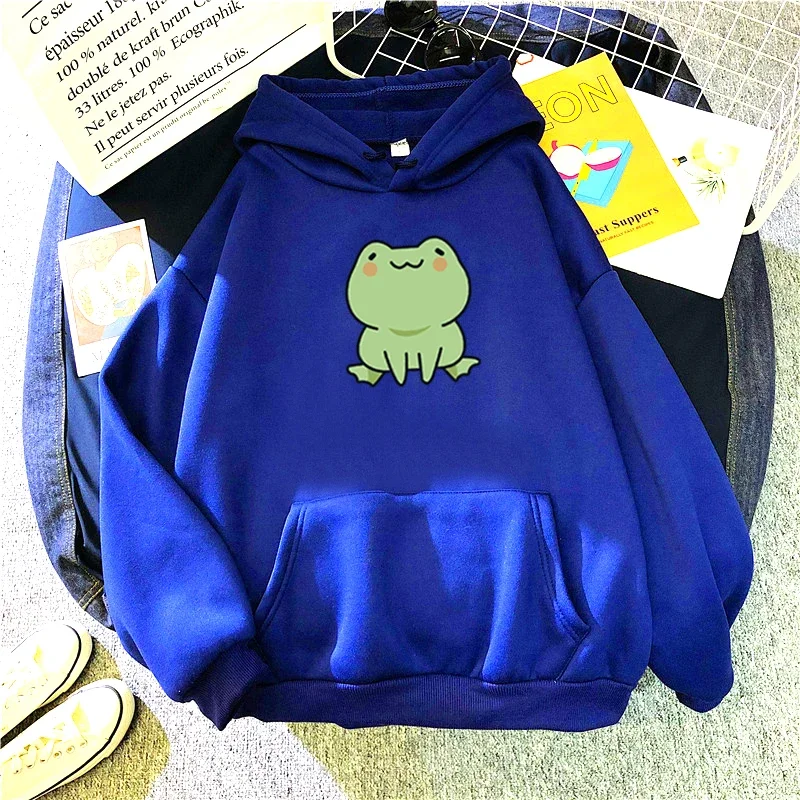 Frog Sweatshirt Cartoon Clothes Harajuku Long Sleeve Hooded Kawaii Hoodie for Girls Winter Fleece Hoodies Pocket Green Tops