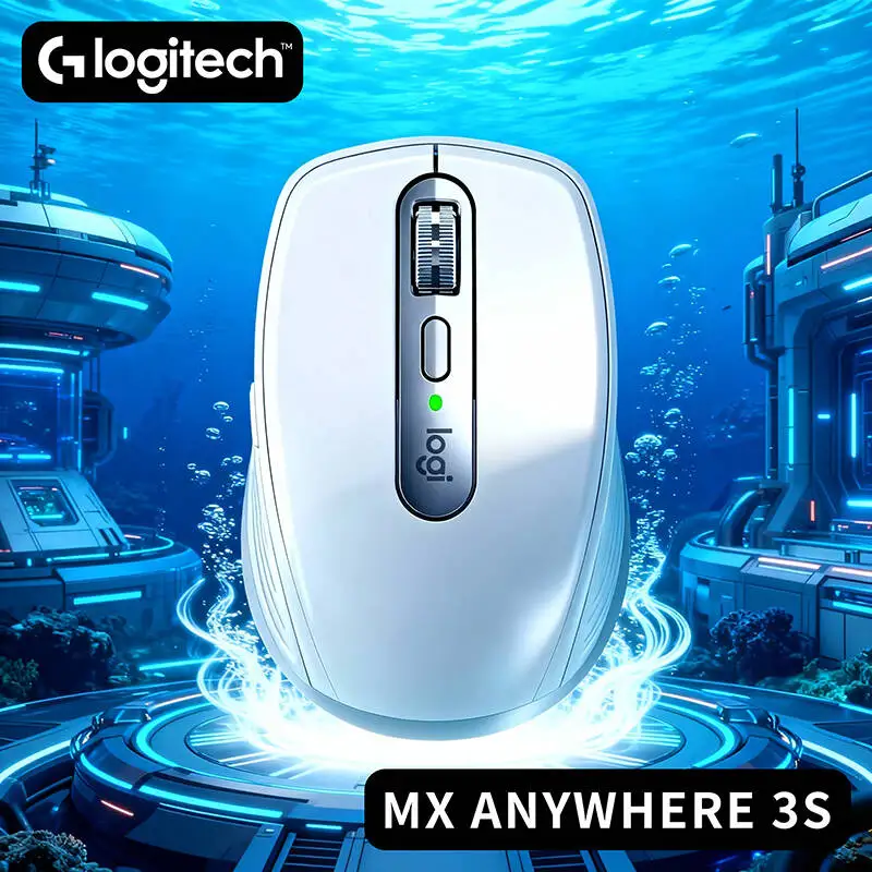 Portable Logitech MX Anywhere 3S - 8000 DPI Glass Tracking, MagSpeed Hyper-Scroll, USB-C Quick Charge, Compact Design