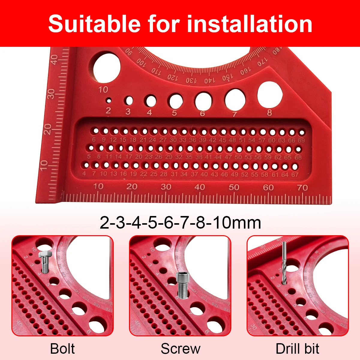ABS material 3D Adjustable Carpentry Square Protractor With 180 Degree Quick Marking Guide - Half-Circle Set Scribing Ruler
