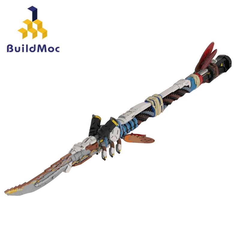 BuildMoc Horizon Champion\'s Spear Building Block Set Forbidden West Aloy Weaponed Arms Bricks Toy For Children Kid Birthday Gift