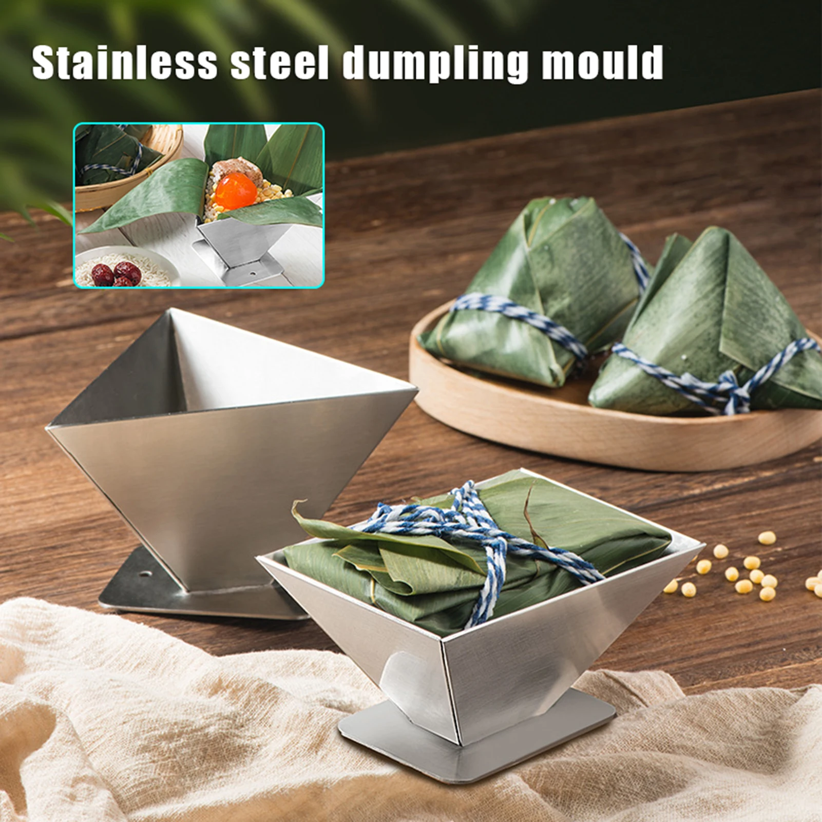 Professional Zongzi Mold Rice Dumpling Maker for Traditional Kitchen Cooking Stainless Steel Triangle Square Food Shaper Tool