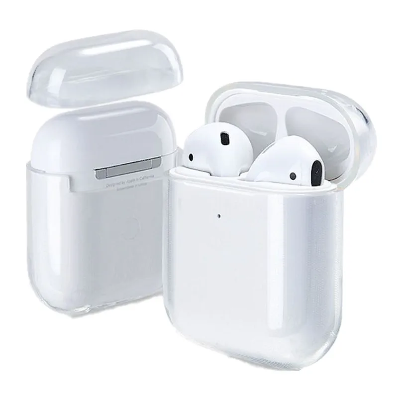 AirPods 케이스 용 투명 케이스 Airpods 2 1 PC 용 Bluetooth 무선 이어폰 보호 커버 Clear Hard Case Shell