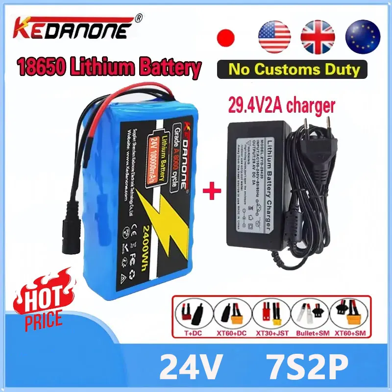 

100Ah 24V 2026 New 7S2P 18650 Li-ion Rechargeable Battery Pack Suitable for Battery Replacement of 29.4V Electric Scootersmult