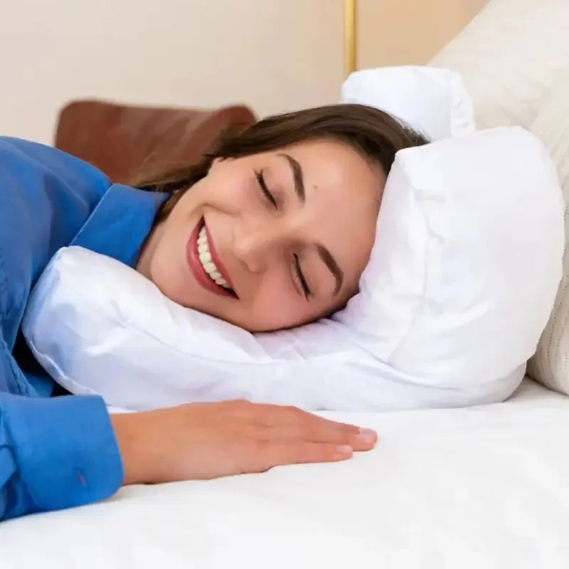 New Ergonomic Side Sleep Neck Support Pillow Soft Cotton Filled Beauty Sleeping Pillow Prevent Face Compression Reduce Wrinkles