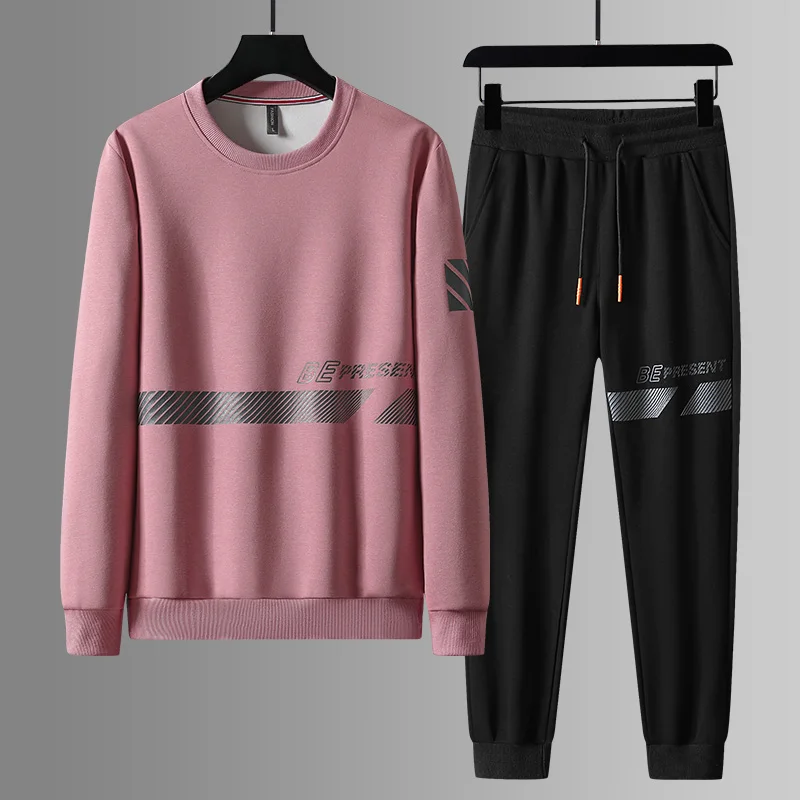 

Cotton sports suit men's spring and autumn new round neck sweatshirt long sleeved loose trendy cool jacket casual sportswear