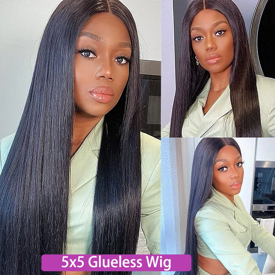5x5 Pre Cut Hd Lace Closure Wigs 230% Glueless Wigs Human Hair Ready To Wear Bone Straight Lace Front Wigs Human Hair For Women