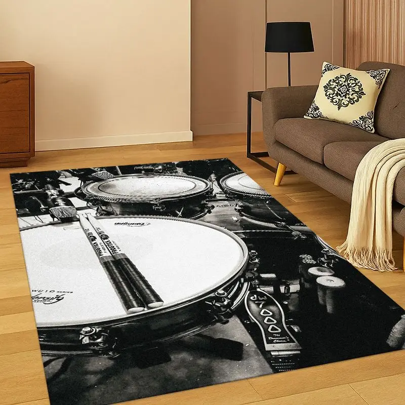 Drum Kit Drum Set Music Instruments Carpet Rug for Bedroom Living Room Sofa Playroom Doormat Home Decor, Area Rug Non-slip