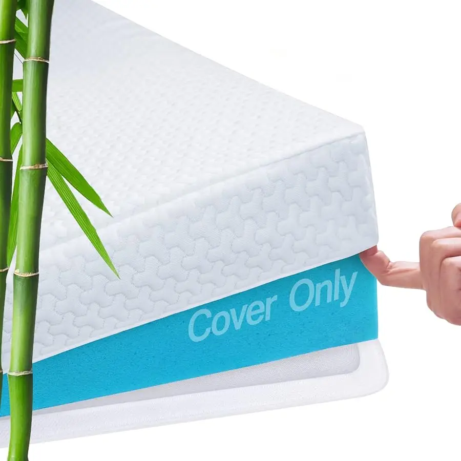 

Mattress Topper Co er Queen Size (Only Co er) 3 Inch Mattress Protector Cooling Rayon Zippered Mattress Encasement with Adjustab