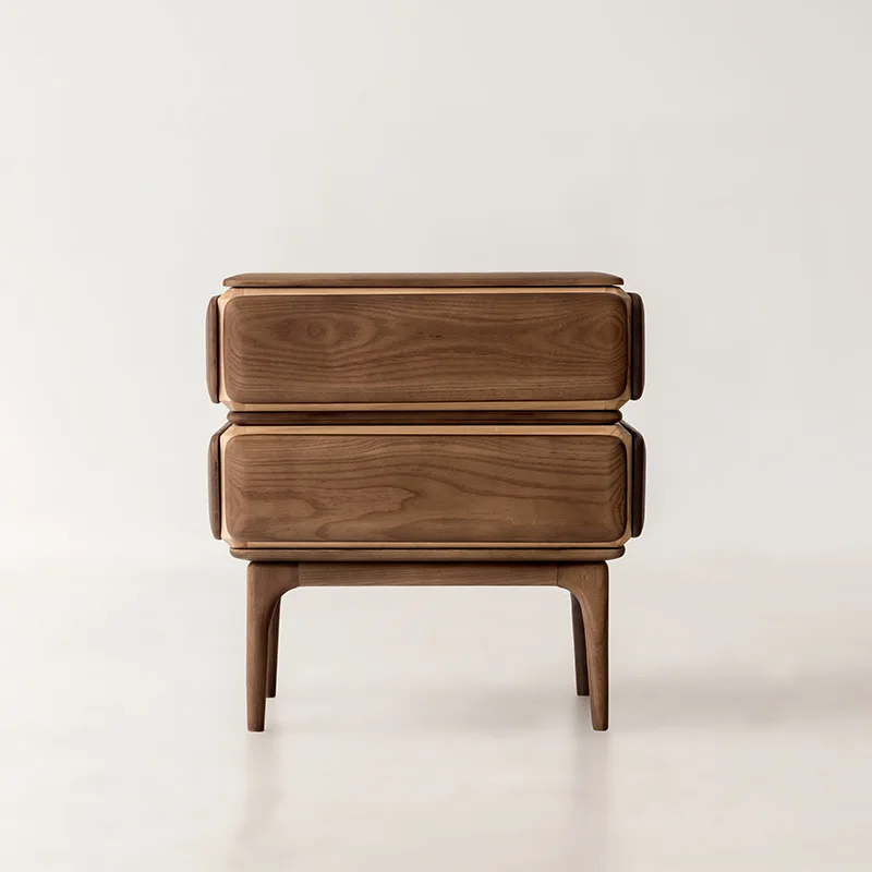 Water-drop Nightstand, Nordic Minimalist Modern Japanese Style Solid Wood Bedroom Storage Nightstand for Small Apartments