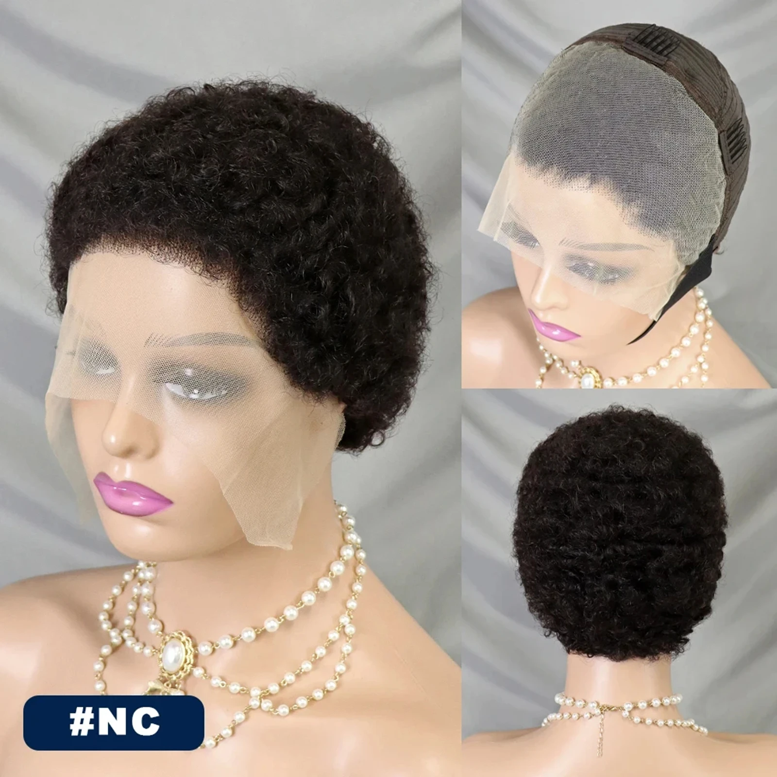 Perruques de cheveux humains afro crépus bouclés pour femmes noires, coupe courte au carré, 13x4, densité 200%