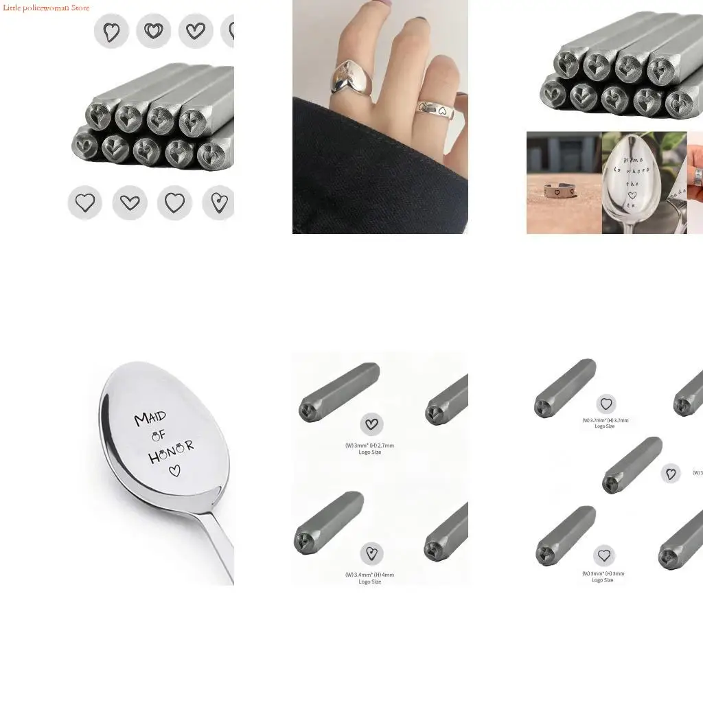 

F92D 9 Pieces Sturdy Steel Heart Stamps for Unique Jewelry and Craft Creation