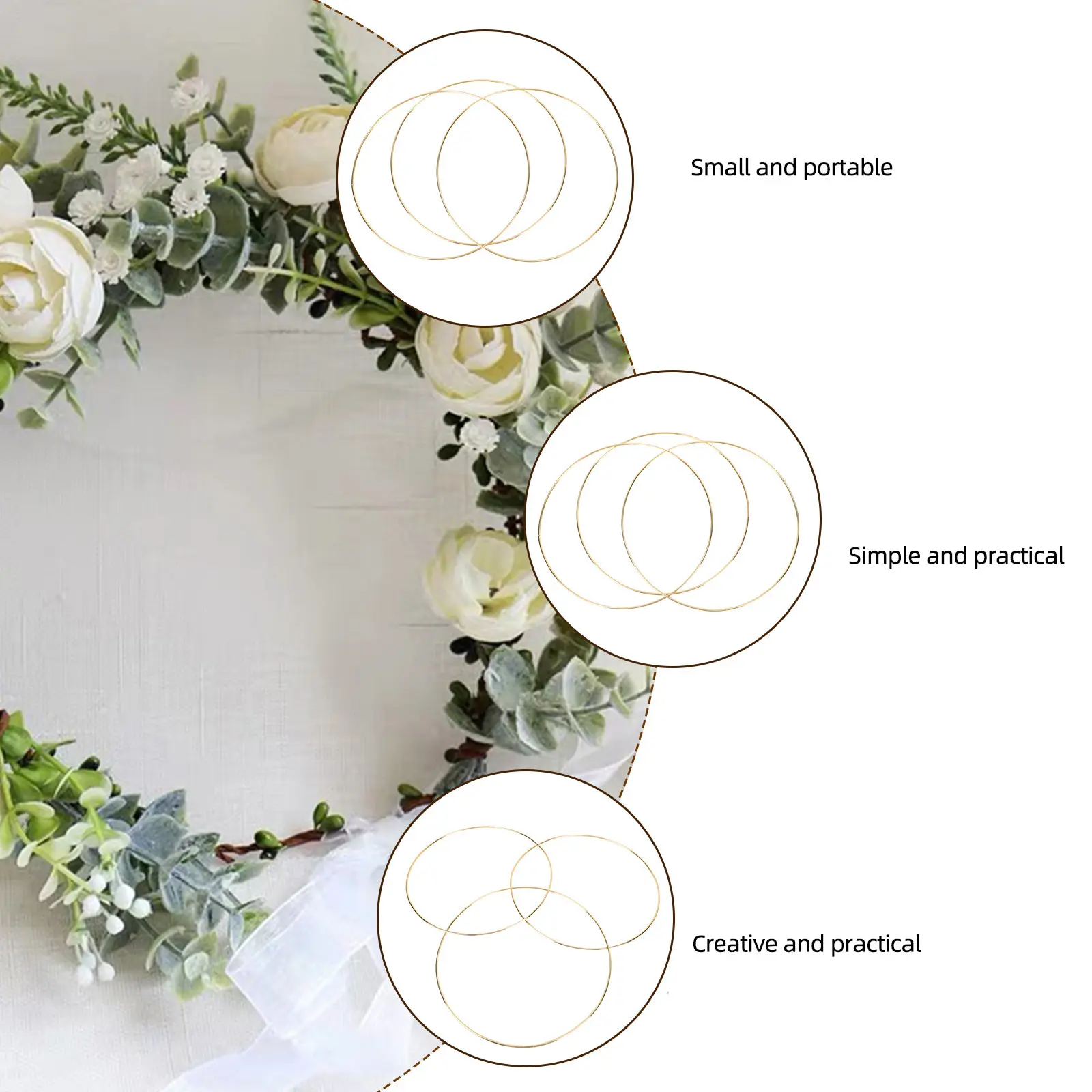 

Floral Hoop Iron Ring Wreath Wreaths Garland Frame Decor Frames Round Christmas Garlands