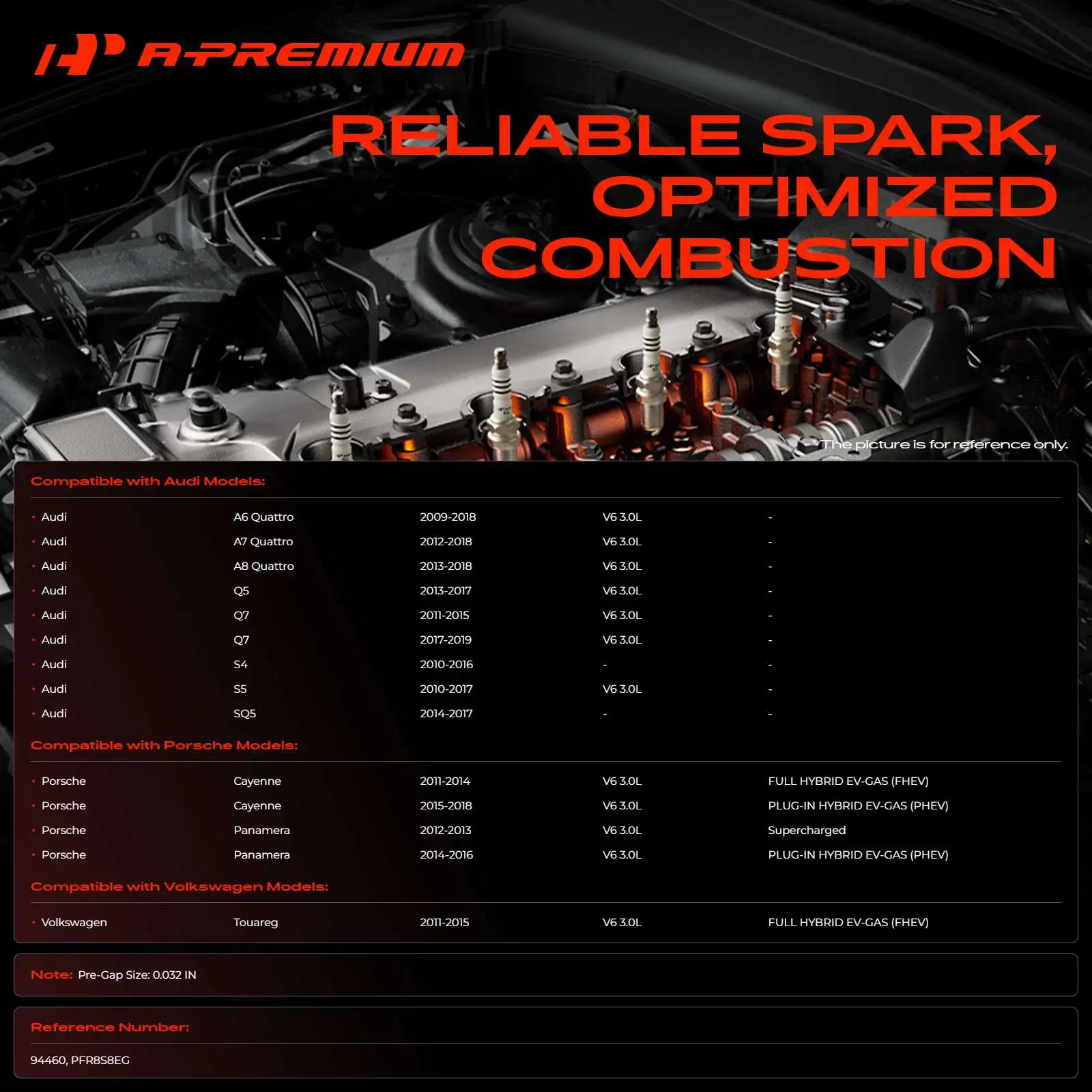 A-Premium 6x Iridium & Platinum Spark Plugs for Audi A6 Quattro 2009-2018 Volkswagen Touareg