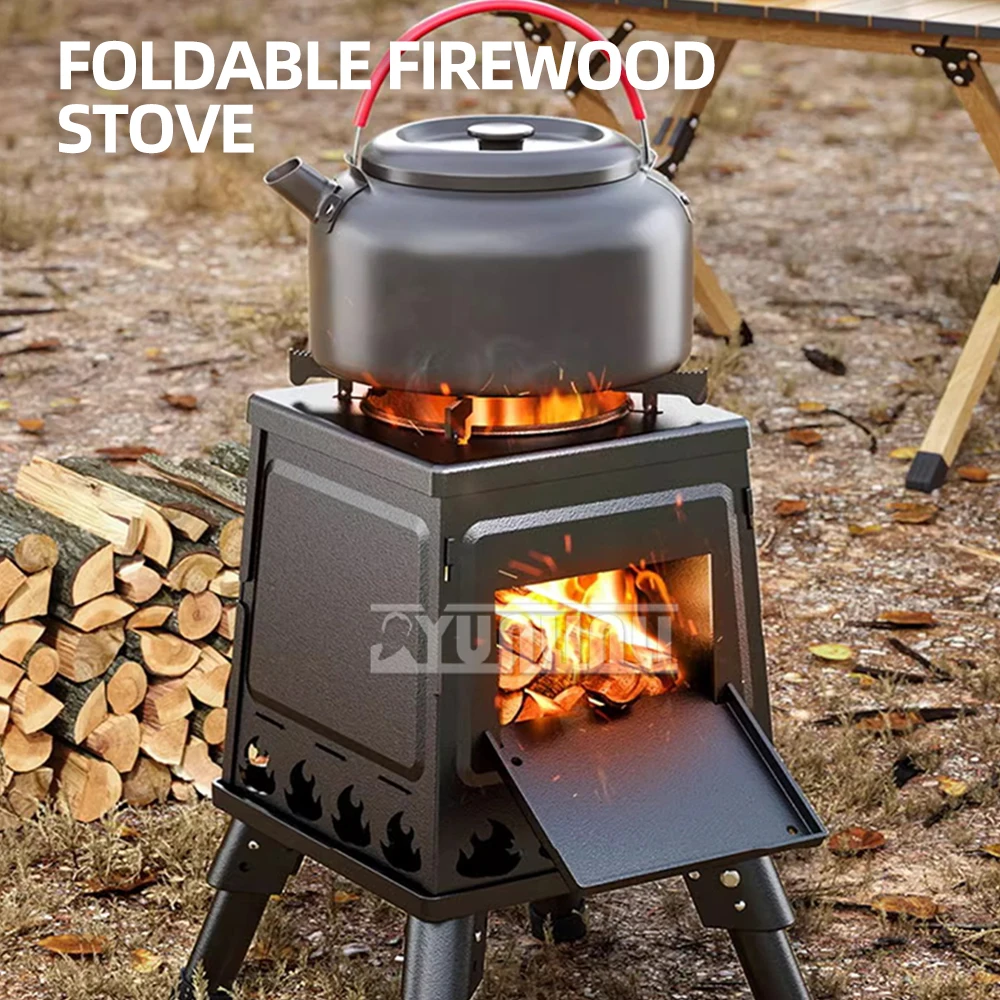 Portable Camping Stove Carbon Burner Wood Cooker Outdoor Barbecue Stove Grill