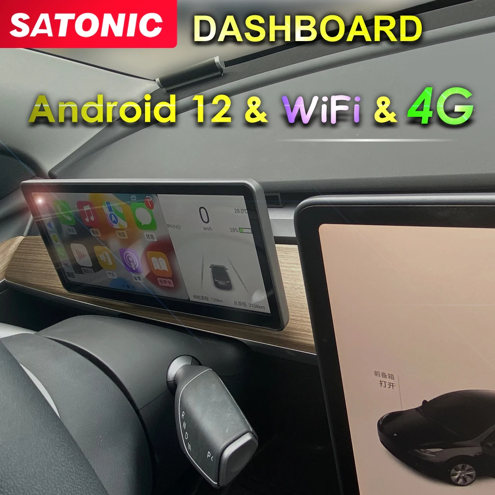 10.25‘’ Dashboard  Andriod Display Information Panel  For Tesla Model Y 3 Support 4G SIM Card  4G ROM 64RAM Wifi OTA SATONIC